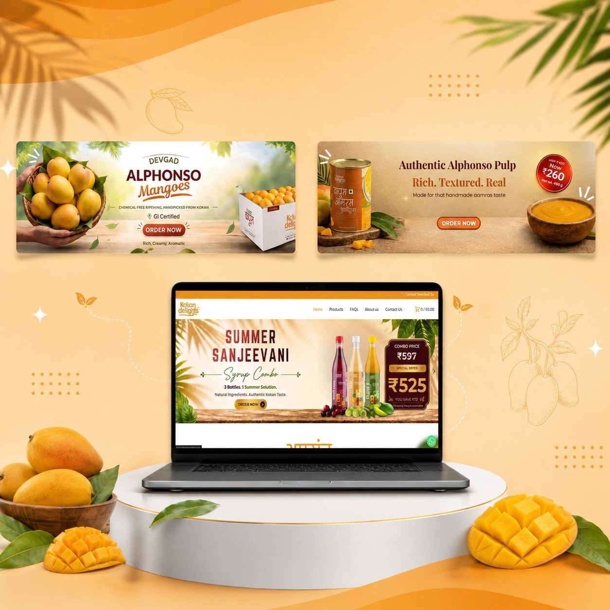 Kokan Delights digital campaign banners and web promotional creatives
