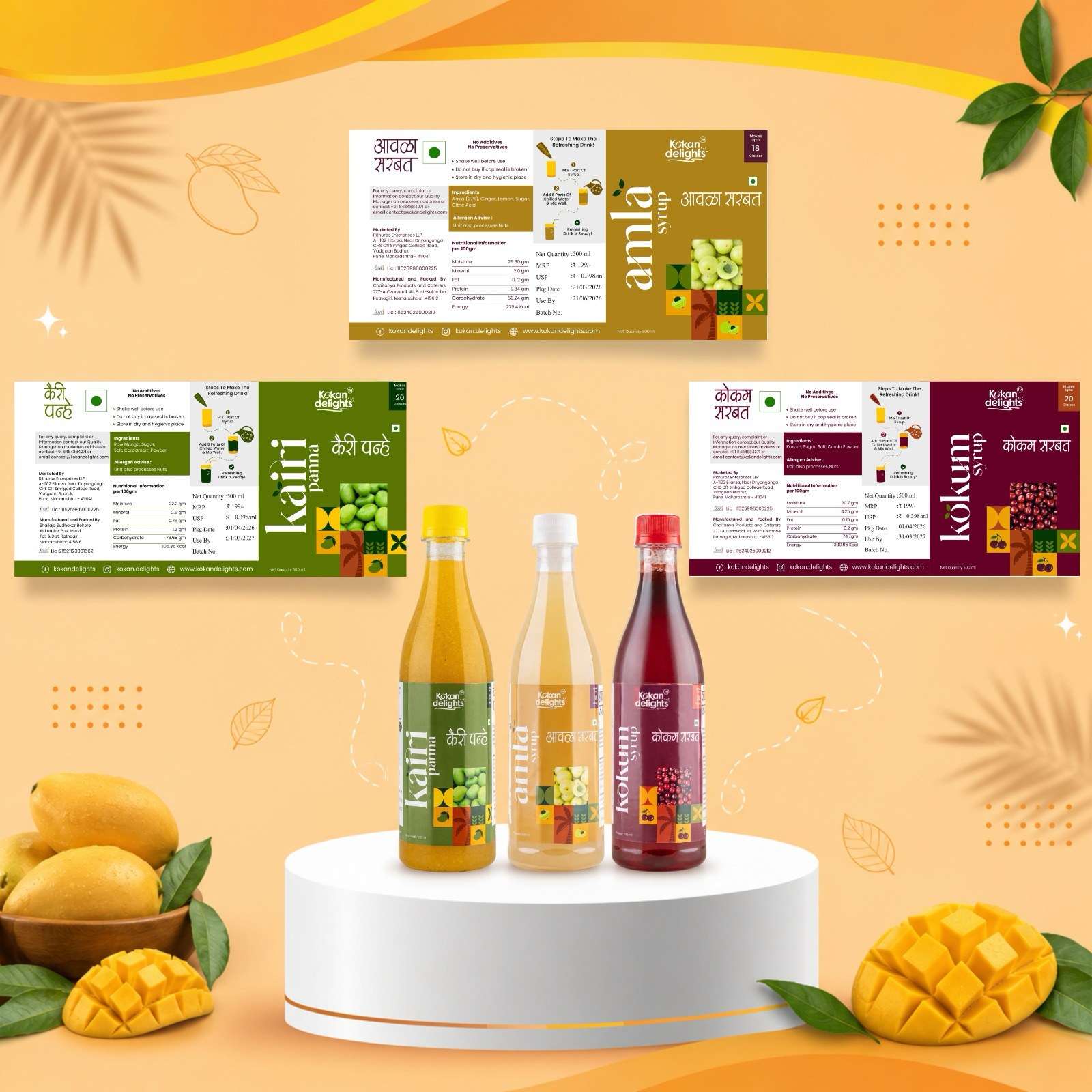 Kokan Delights beverage packaging refinement and label showcase
