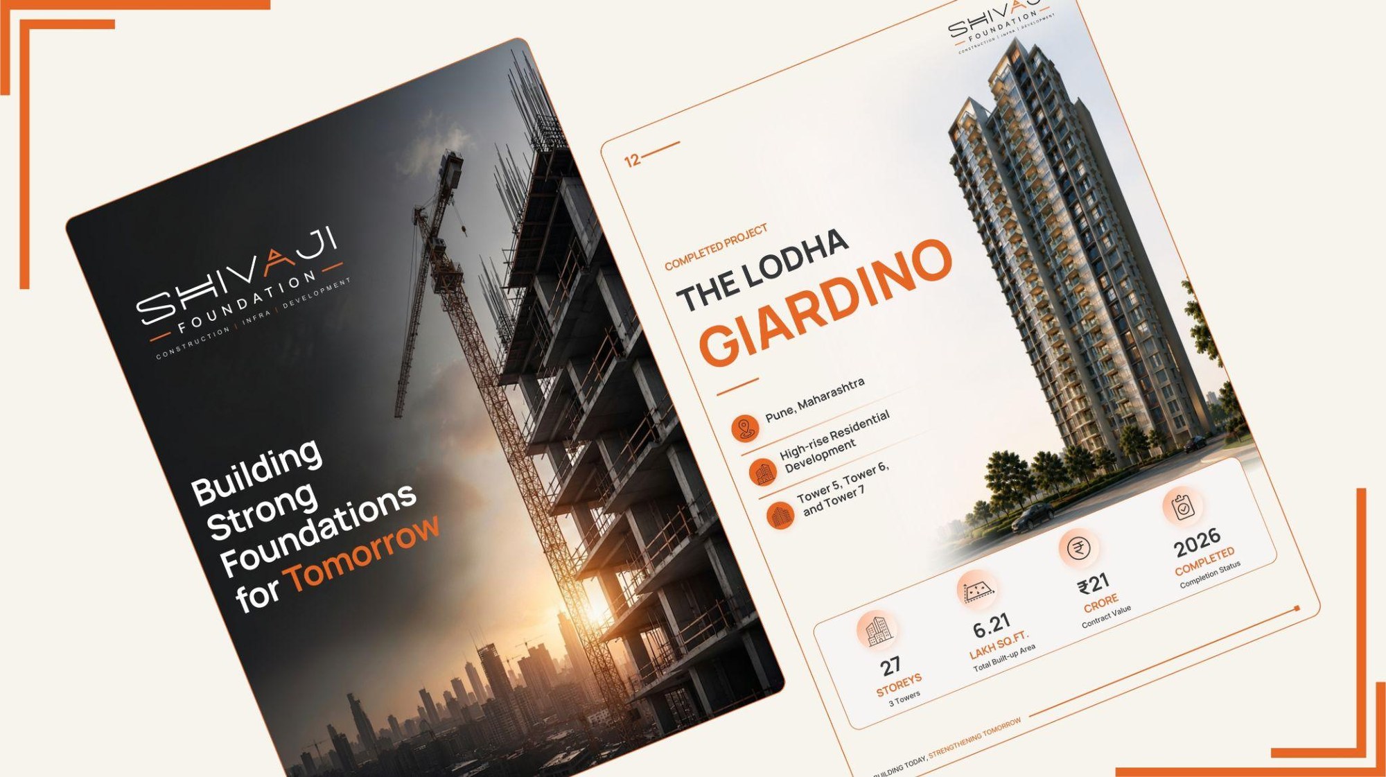 Shivaji Foundation company profile cover beside the Lodha Giardino project page