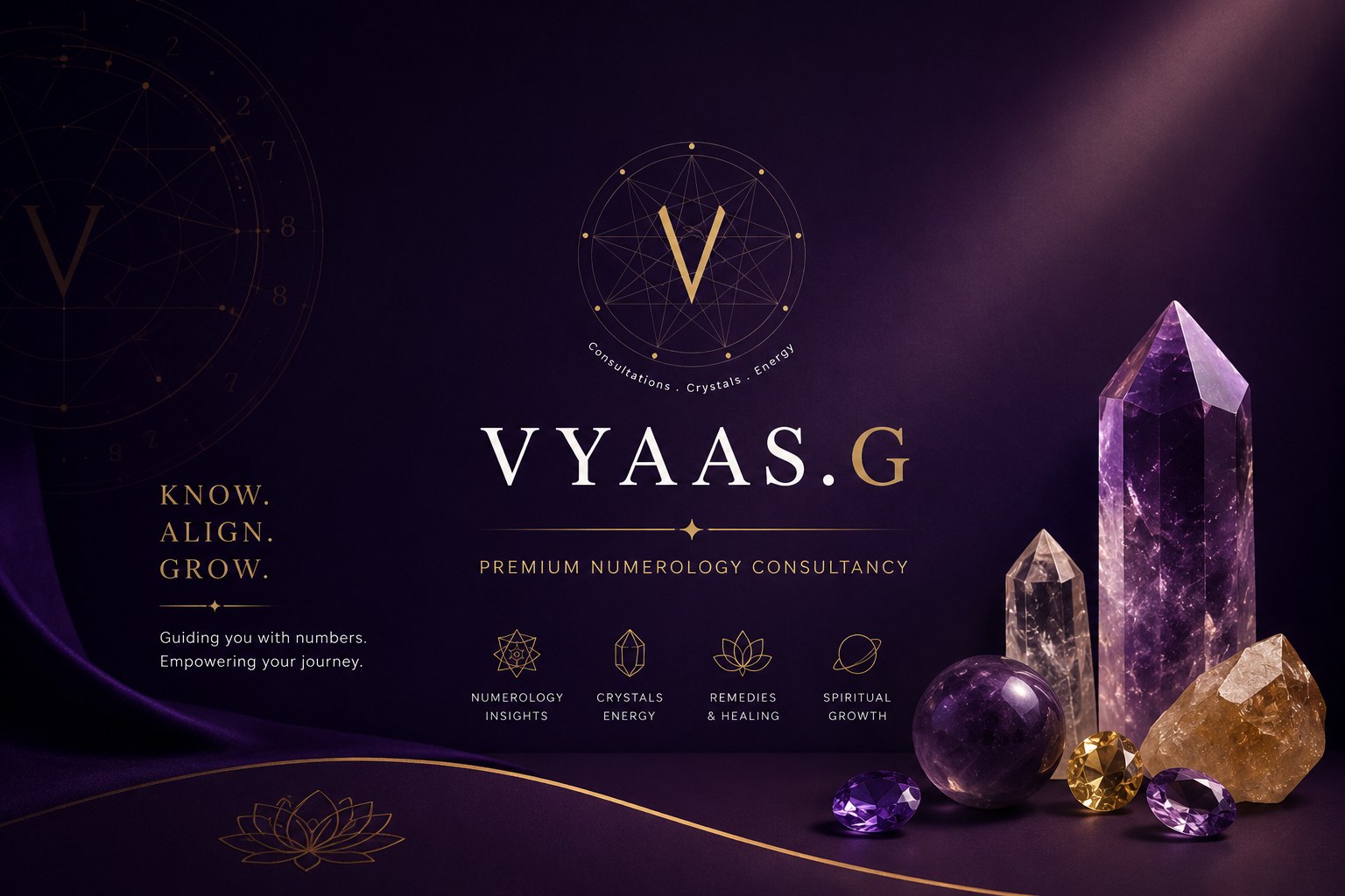 Vyaas.G brand identity and personalised numerology report system